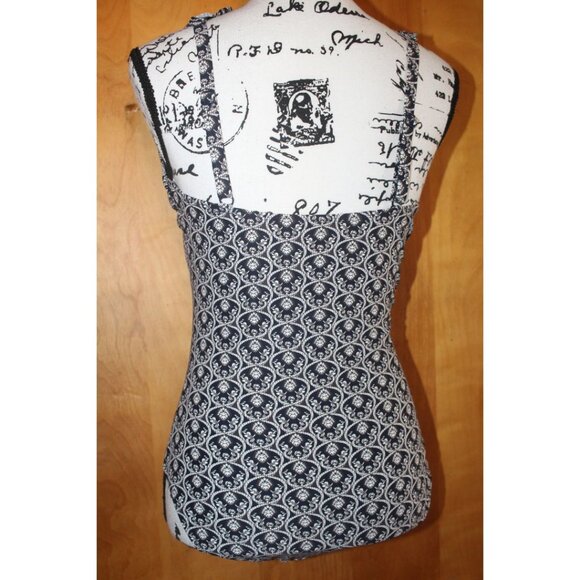 NipTuck One Piece Swimsuit Ruffled Neckline Navy Marine Size 8 - Picture 5 of 8